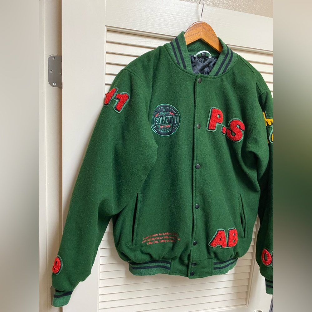Product Of Society 2006 Varsity Jacket XL Green Wool Bomber Streetwear Y2K VTG - Picture 3 of 16